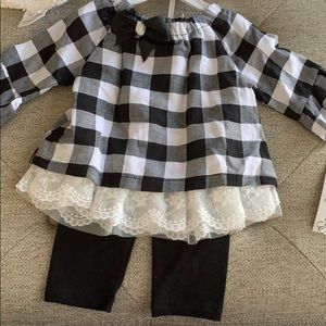 Plaid lace shirt & leggings